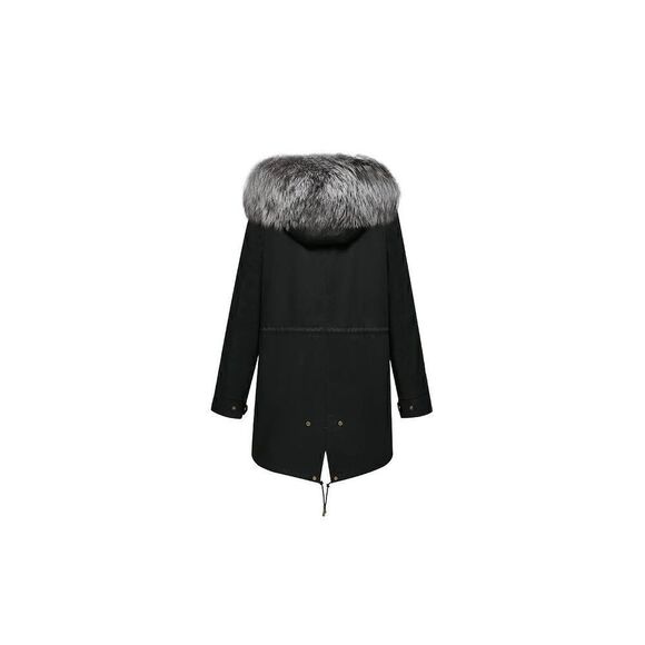 NWOT Ozlana Black+Classic Silver Fox Fur Parka - Picture 4 of 16